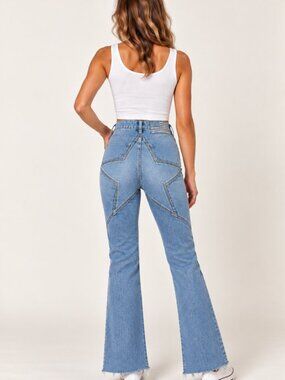 REVICE Starman Star Panel High Rise Flare Jeans Size 25 Made in USA